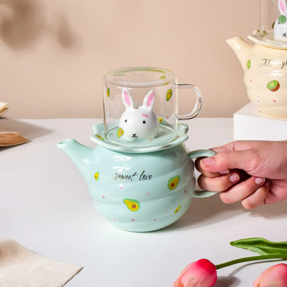 Bunny Tea Cup And Kettle Mint Green - Image 7