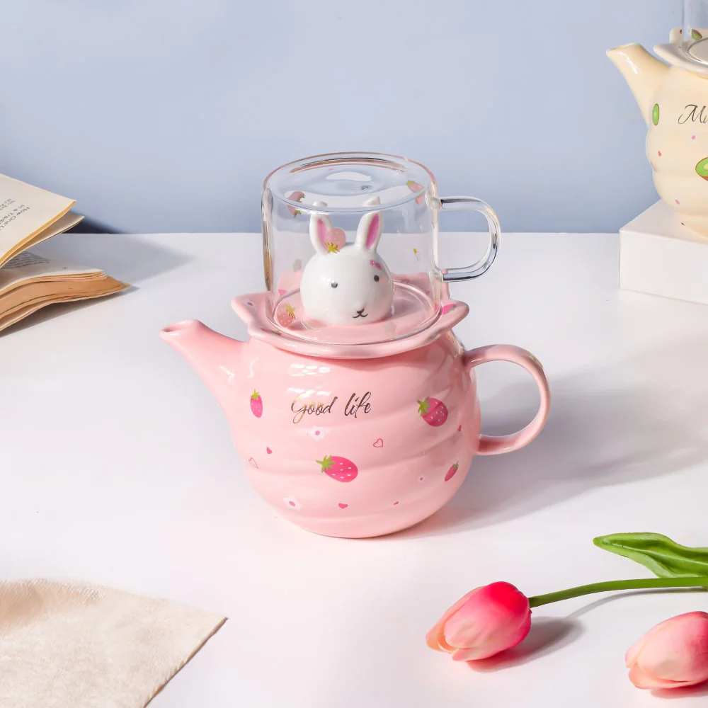 Bunny Tea Cup And Kettle Pink - Image 5