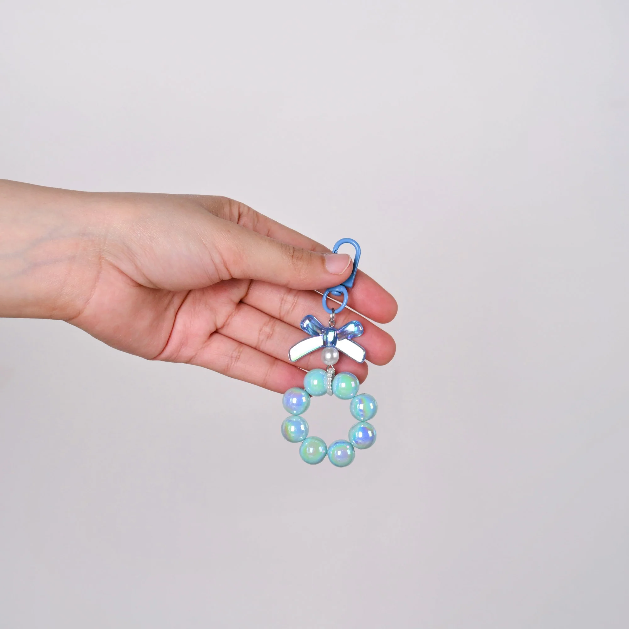 Burst Of Blue Beaded Keychain - Image 2