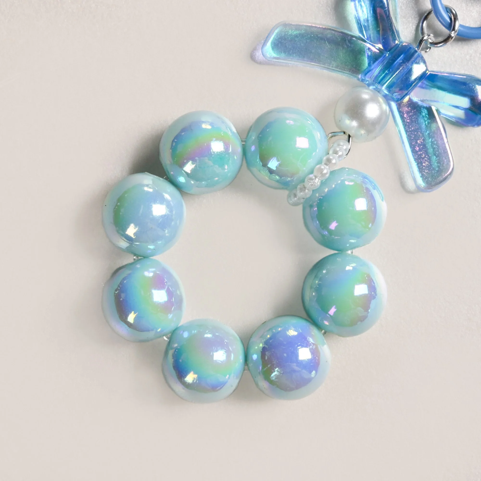 Burst Of Blue Beaded Keychain - Image 6