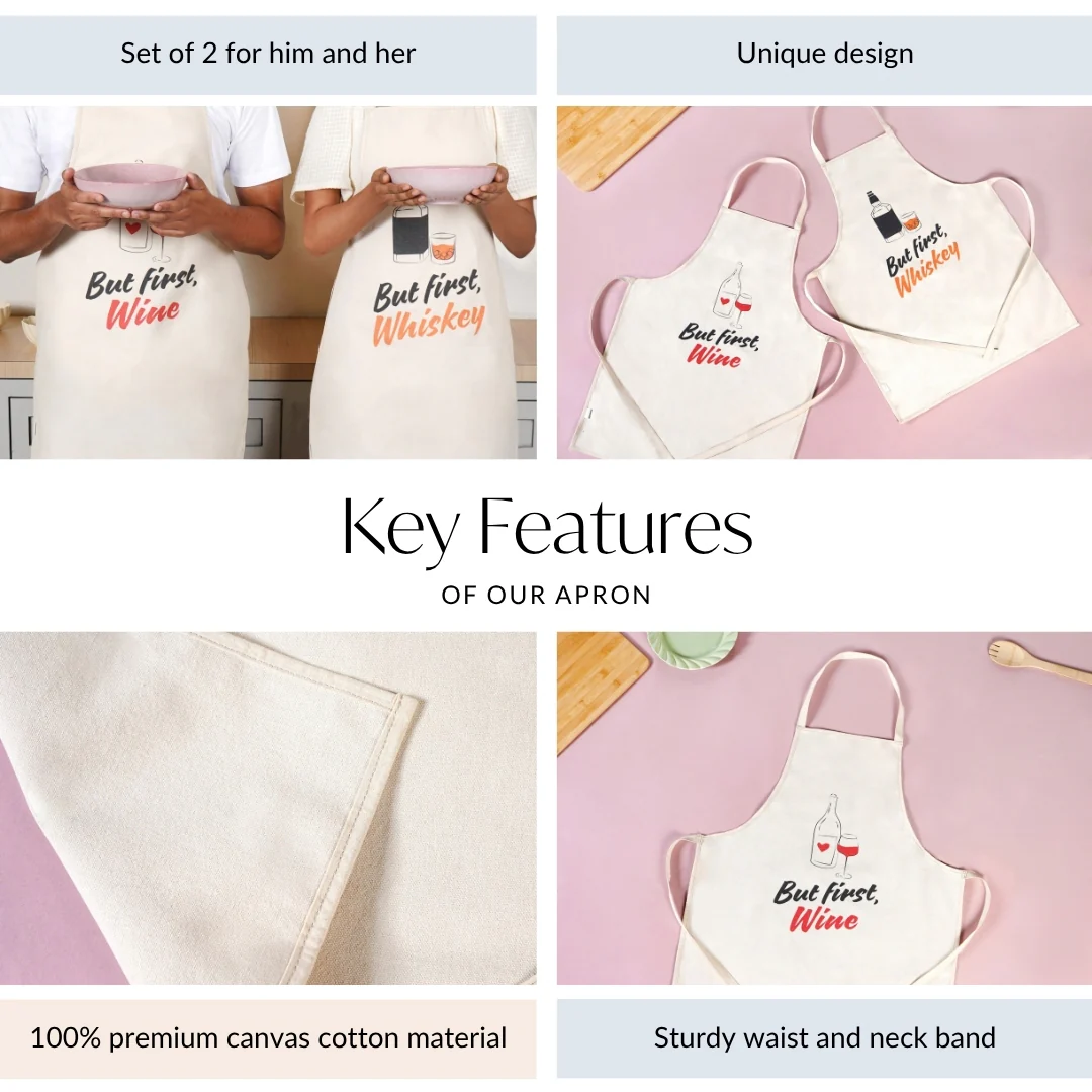 But First Whiskey And Wine Couple Apron Set Of 2 - Image 4