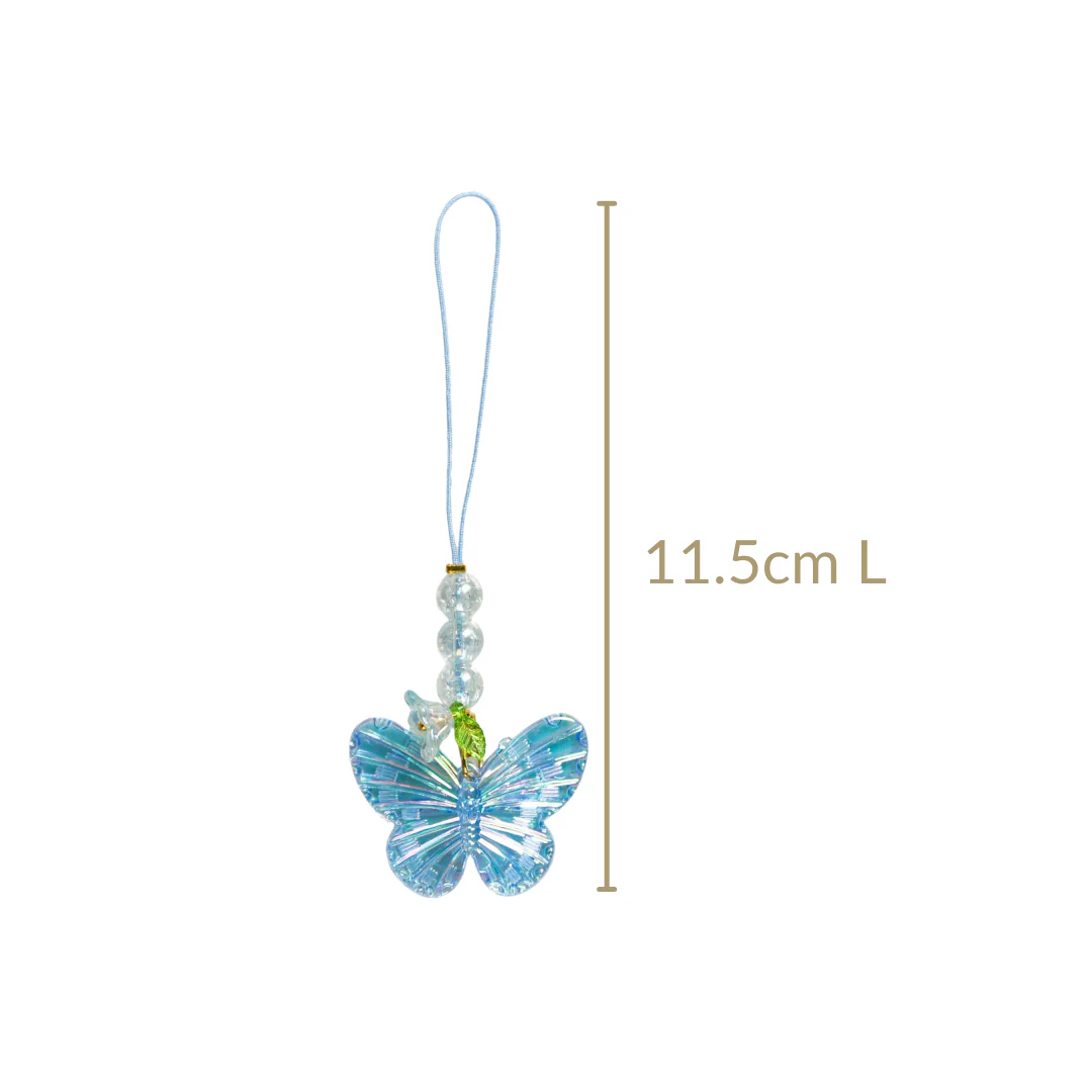 Butterfly Floral Phone Charm Blue - Image 4
