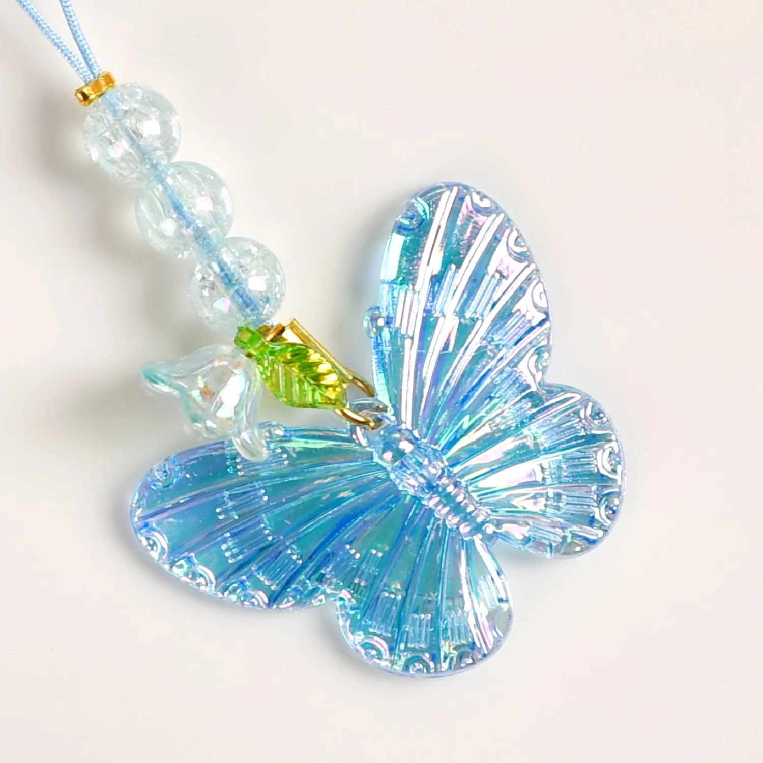 Butterfly Floral Phone Charm Blue - Image 5
