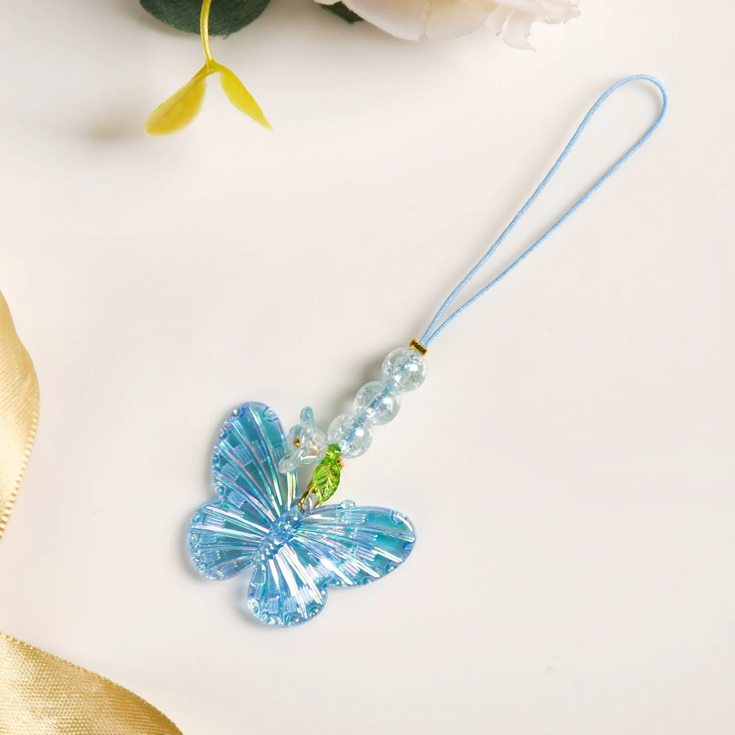 Butterfly Floral Phone Charm Blue - Image 8