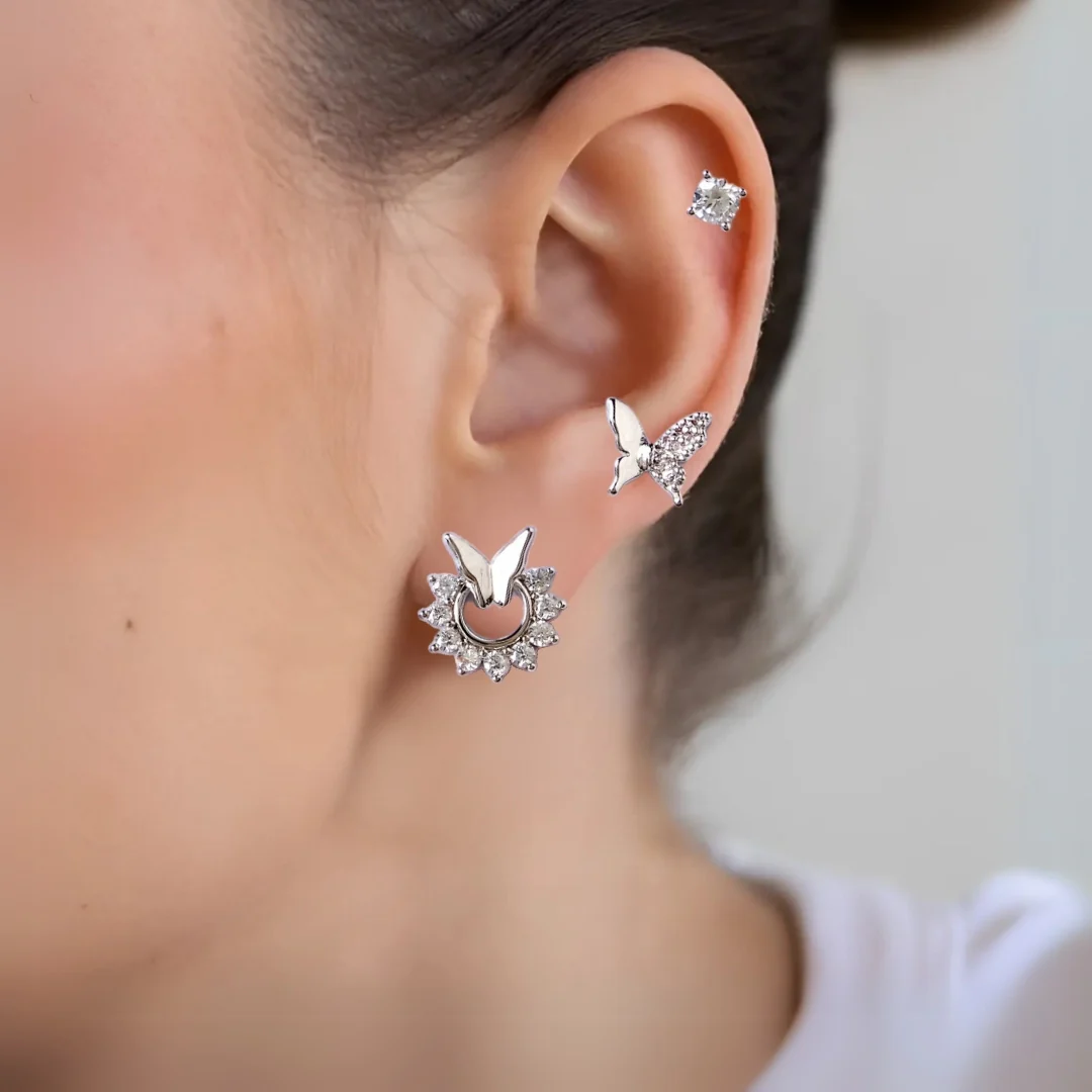 Butterfly Moon Shine Silver Studs Set Of 3 - Image 6