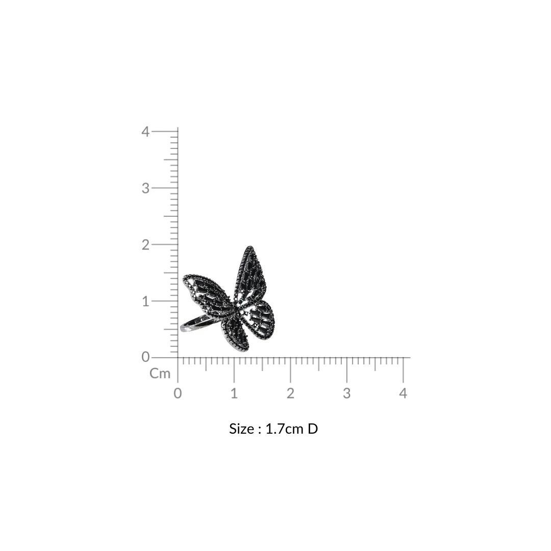 Butterfly Statement Ring Black - Image 3
