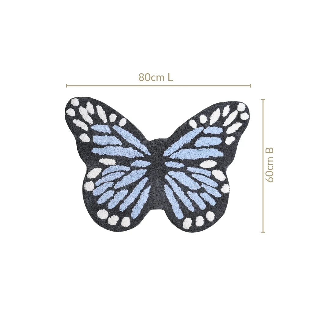 Butterfly Tufted Cotton Anti Slip Floor Mat 80x60cm - Image 2