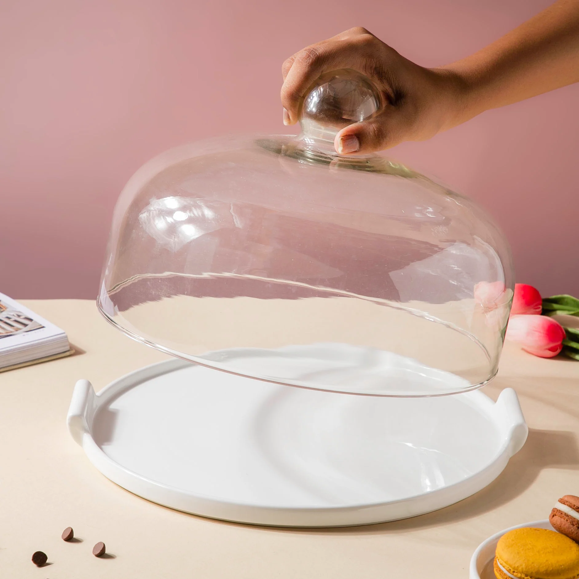 Cake Plate With Cover White 11.5 Inch - Image 2