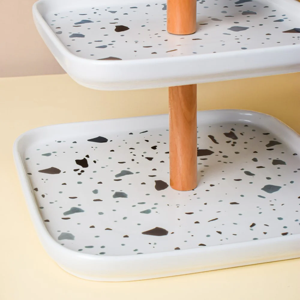Terrazzo 3 Tier Cake Stand White And Black - Image 7