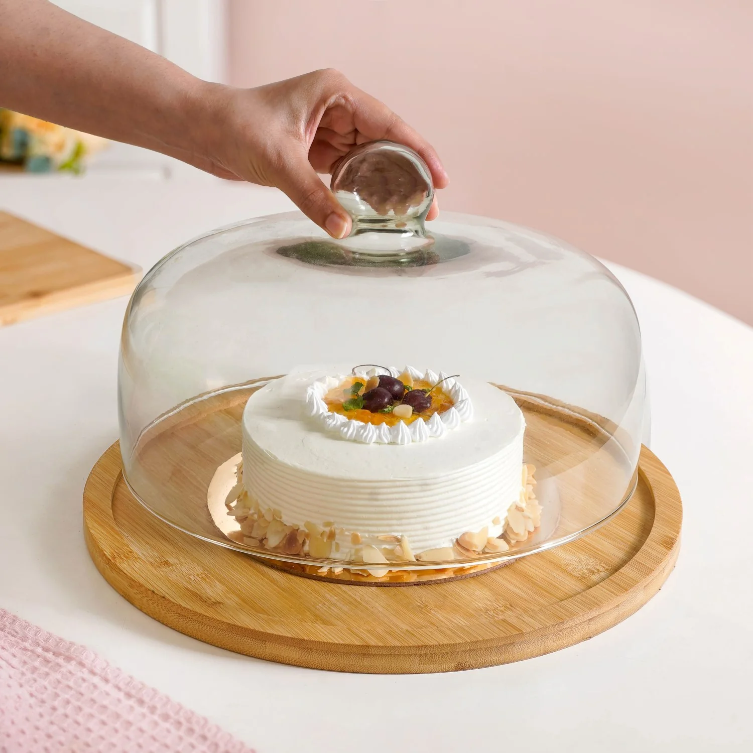 Cake Stand With Glass Cloche 11 Inch - Image 3