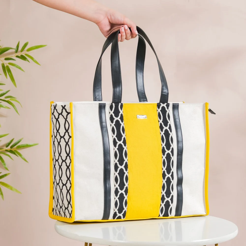 Canvas Cotton Tote Bag Yellow Large 17 X 12 Inch - Image 5