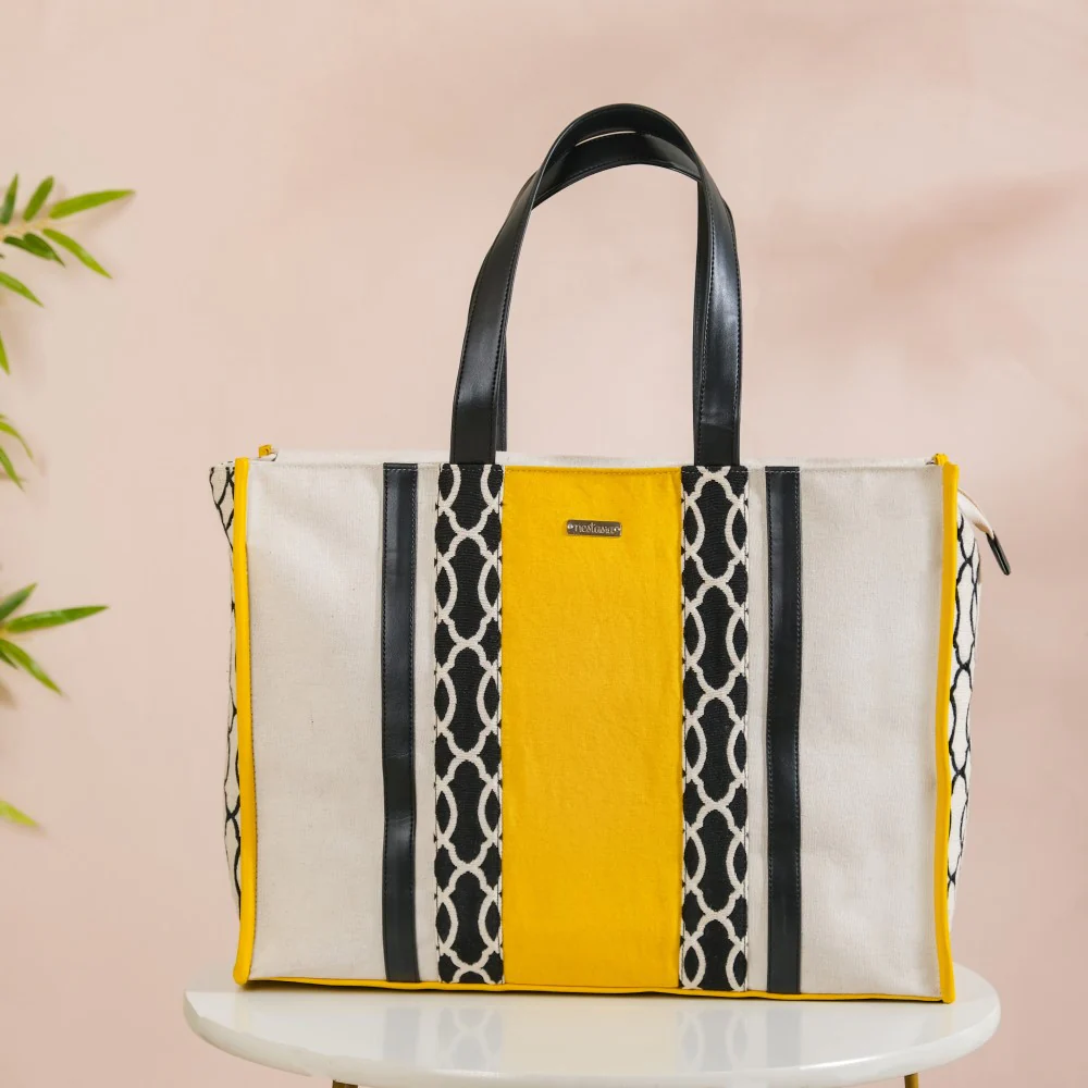 Canvas Cotton Tote Bag Yellow Large 17 X 12 Inch - Image 6