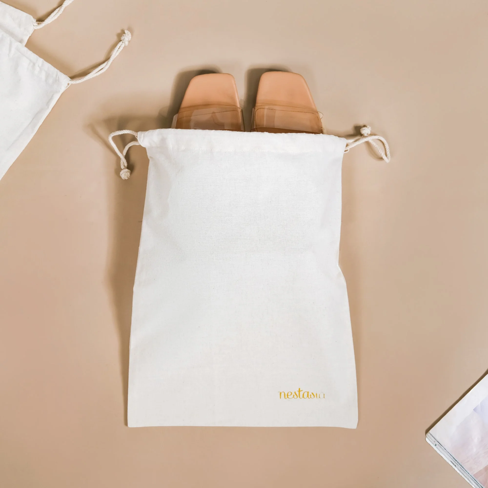 Canvas Shoe Storage Bag Set Of 6 - Image 3