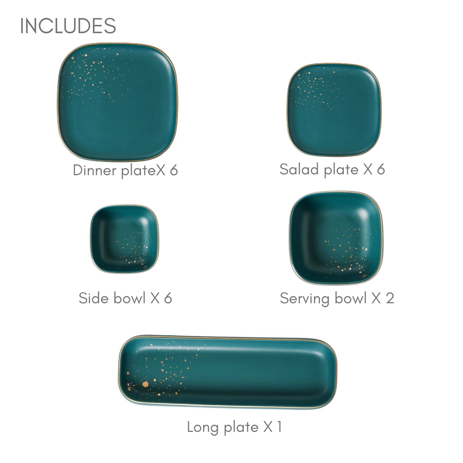 CARA Green 21 Piece Dinnerware Set For 6 - Image 15