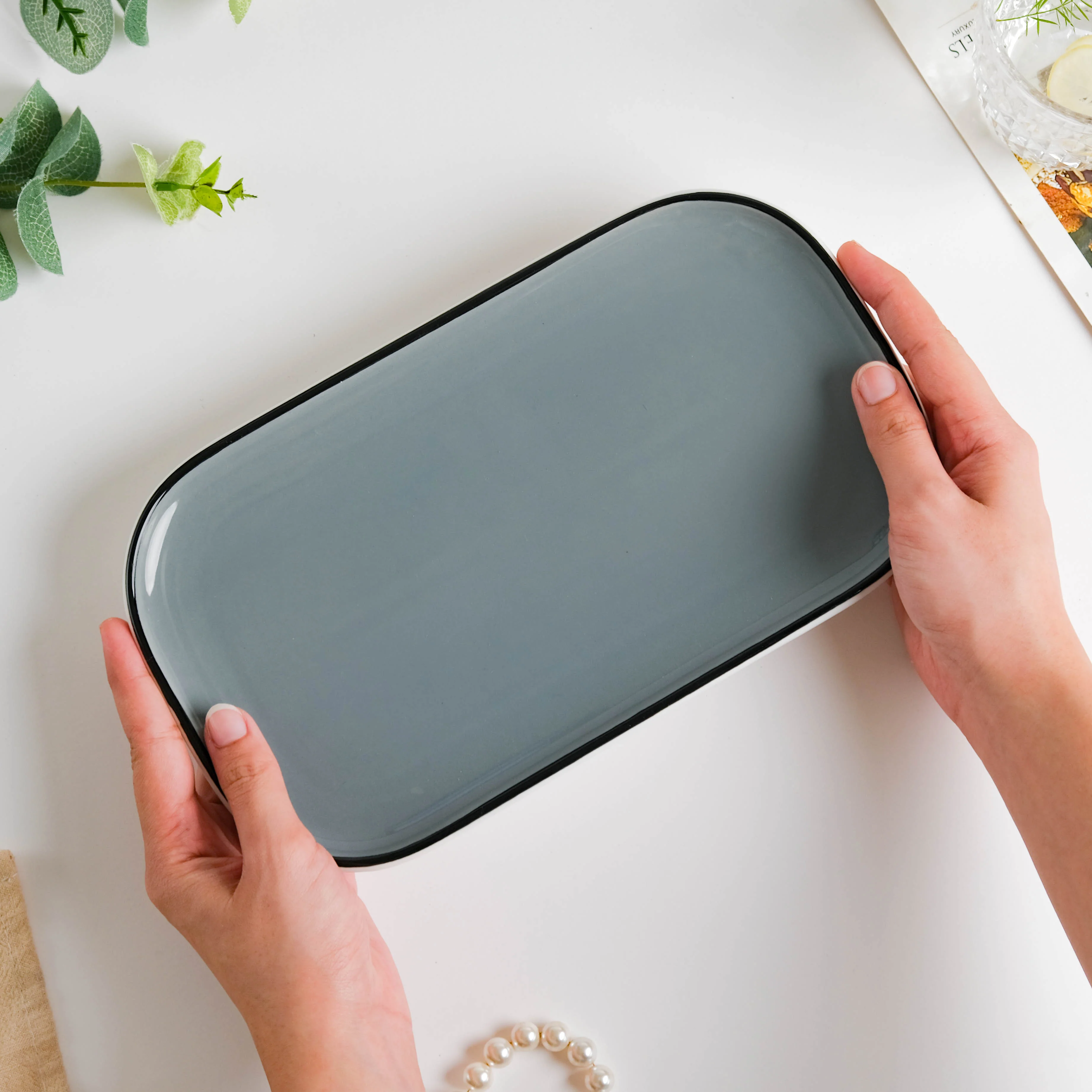 Cara Grey Ceramic Platter 9.5 Inch - Image 2
