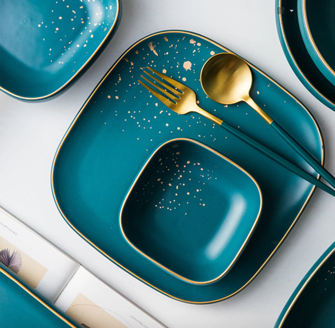 CARA square dinner plate - midnight green
