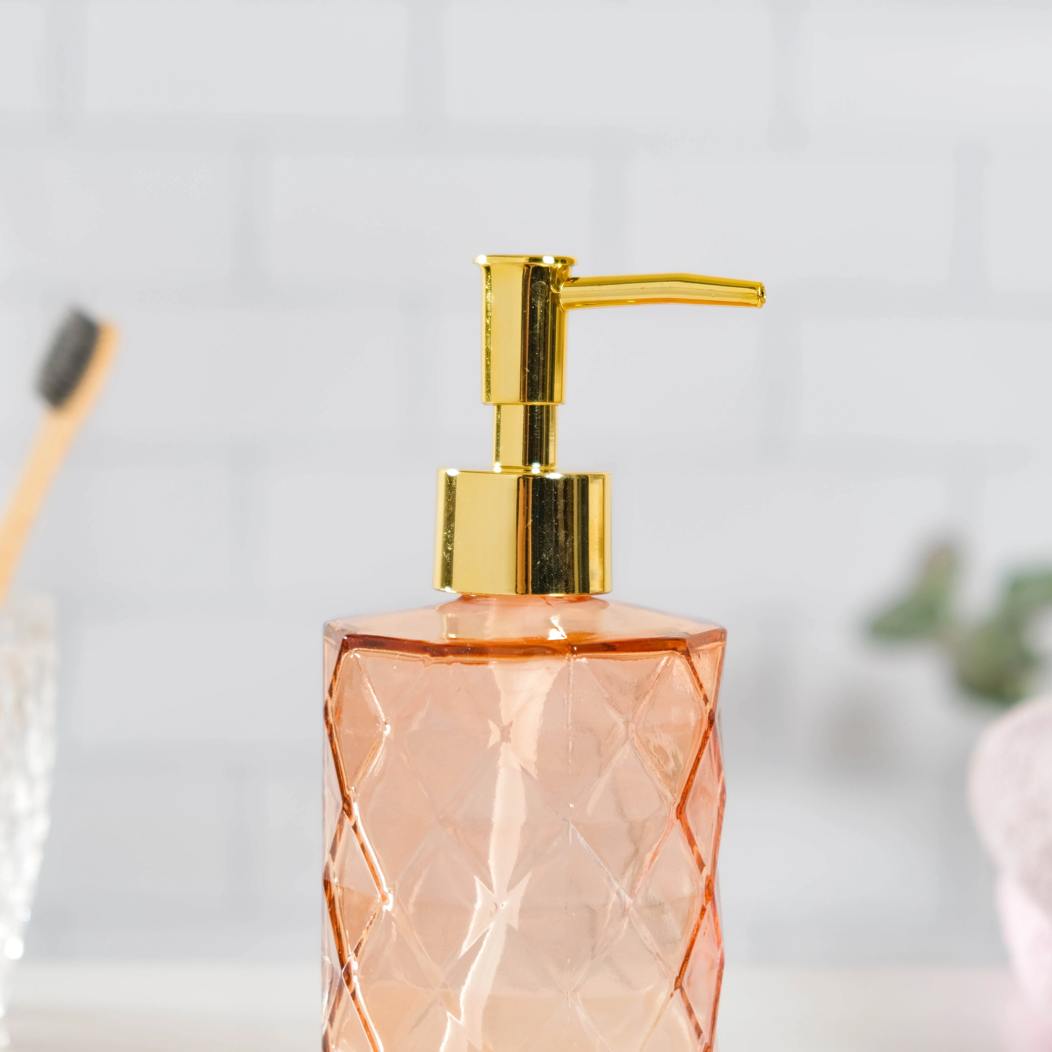 Caramel Amber Textured Glass Dispenser with Nozzle - Image 3