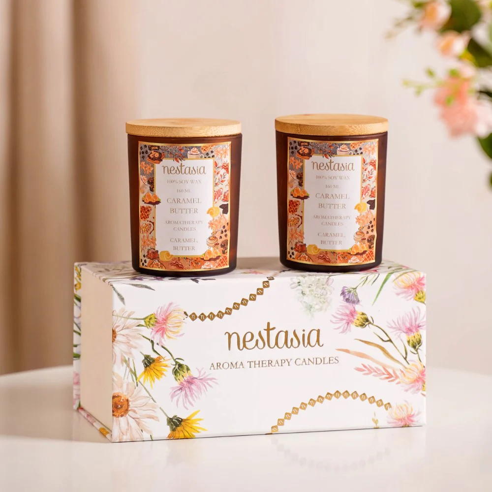 Caramel Scented Candle Jar With Lid Gift Set Of 2 - Image 7