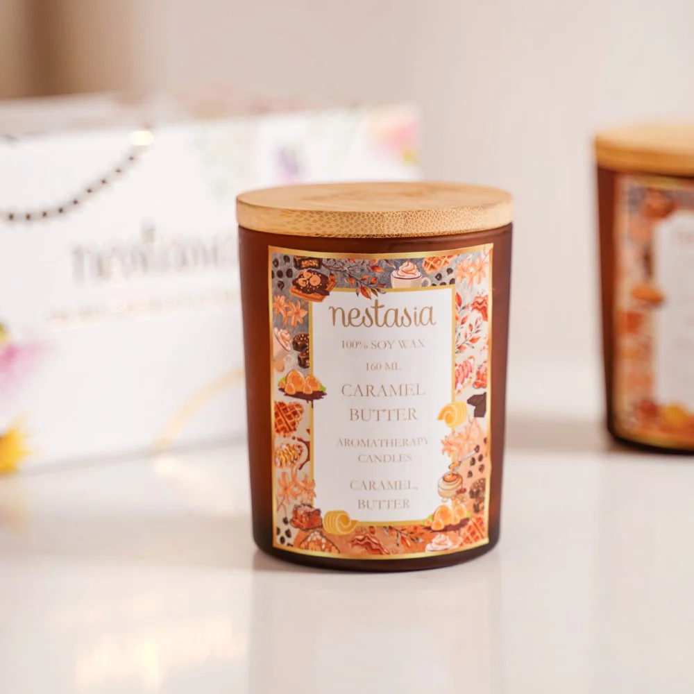Caramel & Woodberry Scented Candles Jars Set Of 2 - Image 4