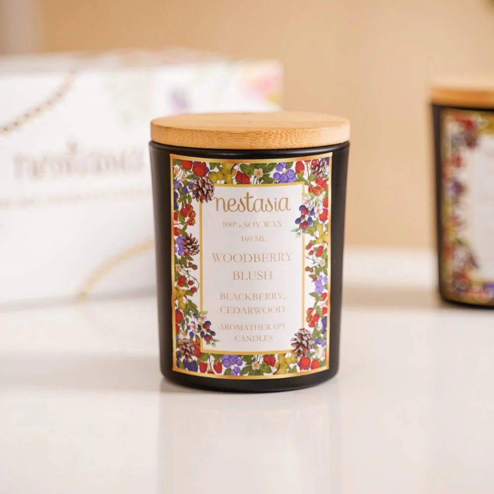 Caramel & Woodberry Scented Candles Jars Set Of 2 - Image 6