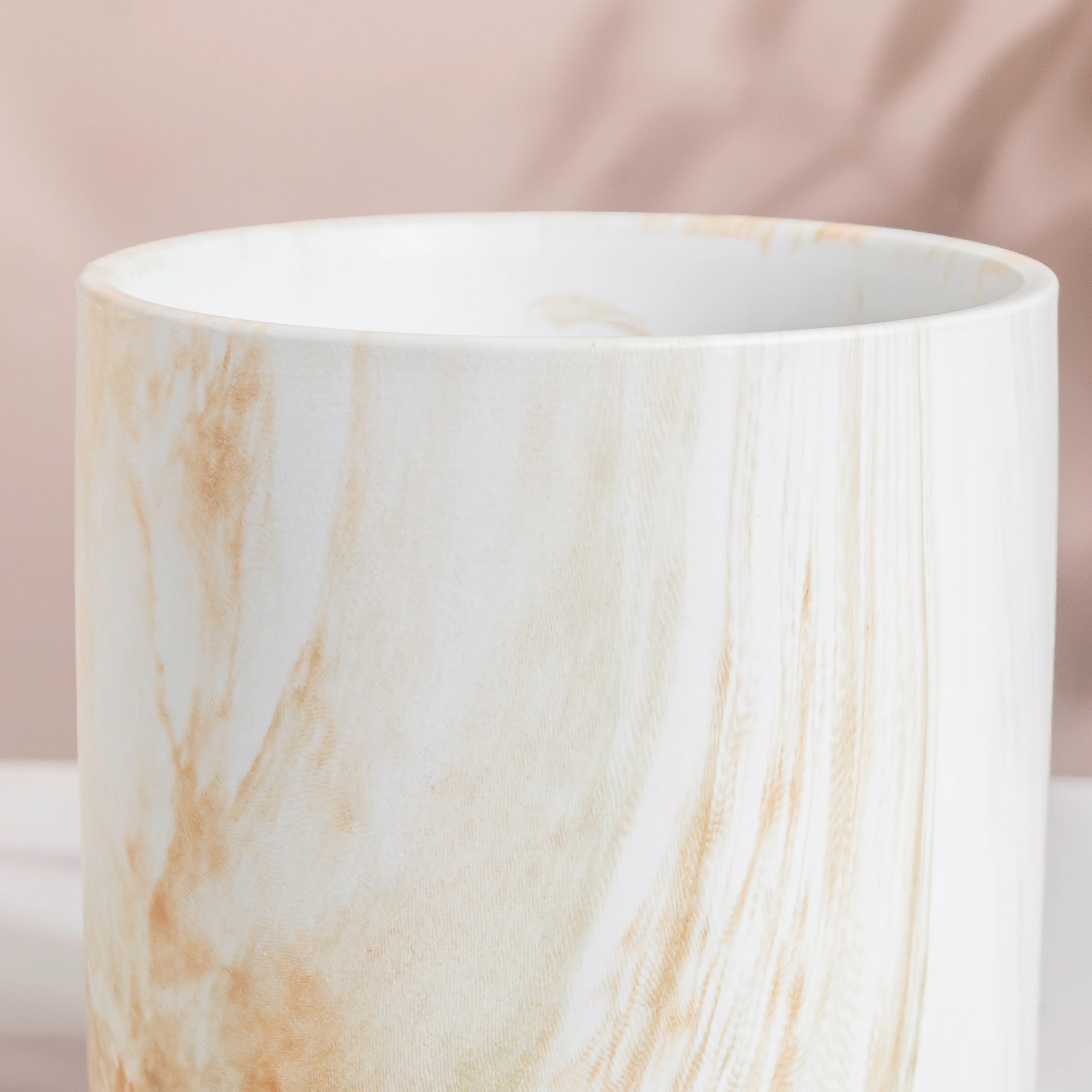 Carrara Brown Splash White Planter With Wooden Coaster - Image 11
