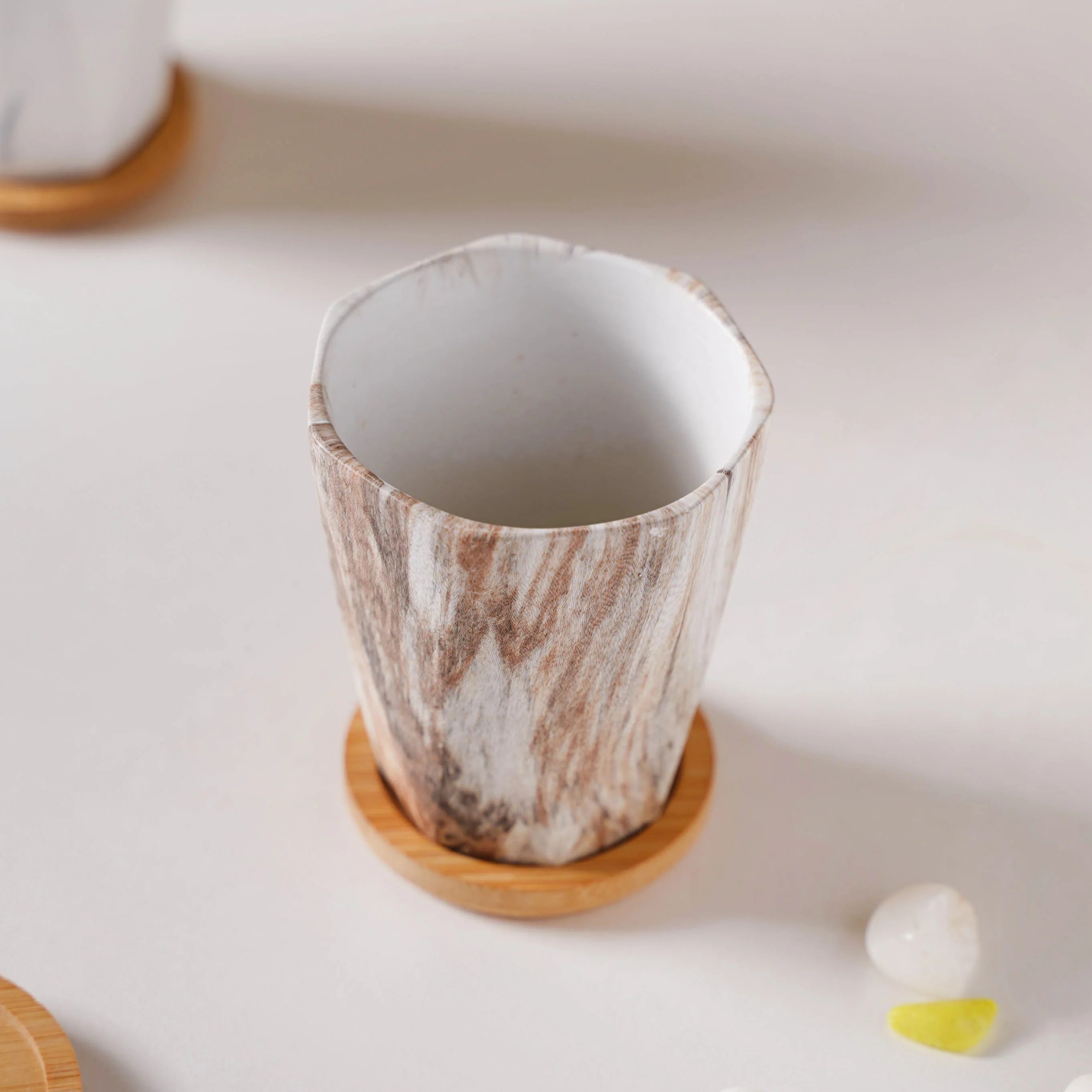 Carrara Limestone Planter With Coaster - Image 6