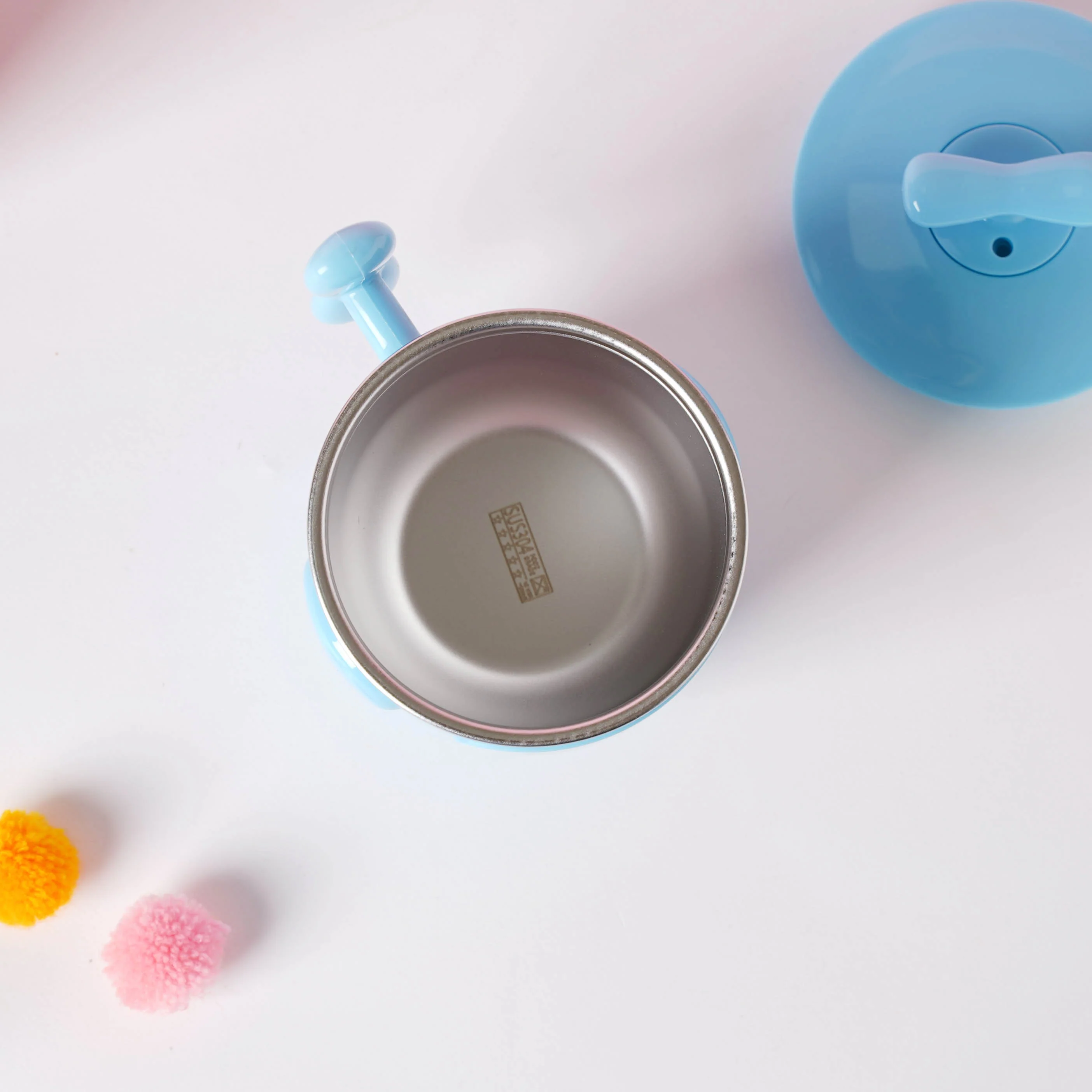 Cartoon Double Wall Stainless Steel Baby Bowl Blue 200 ml - Image 5