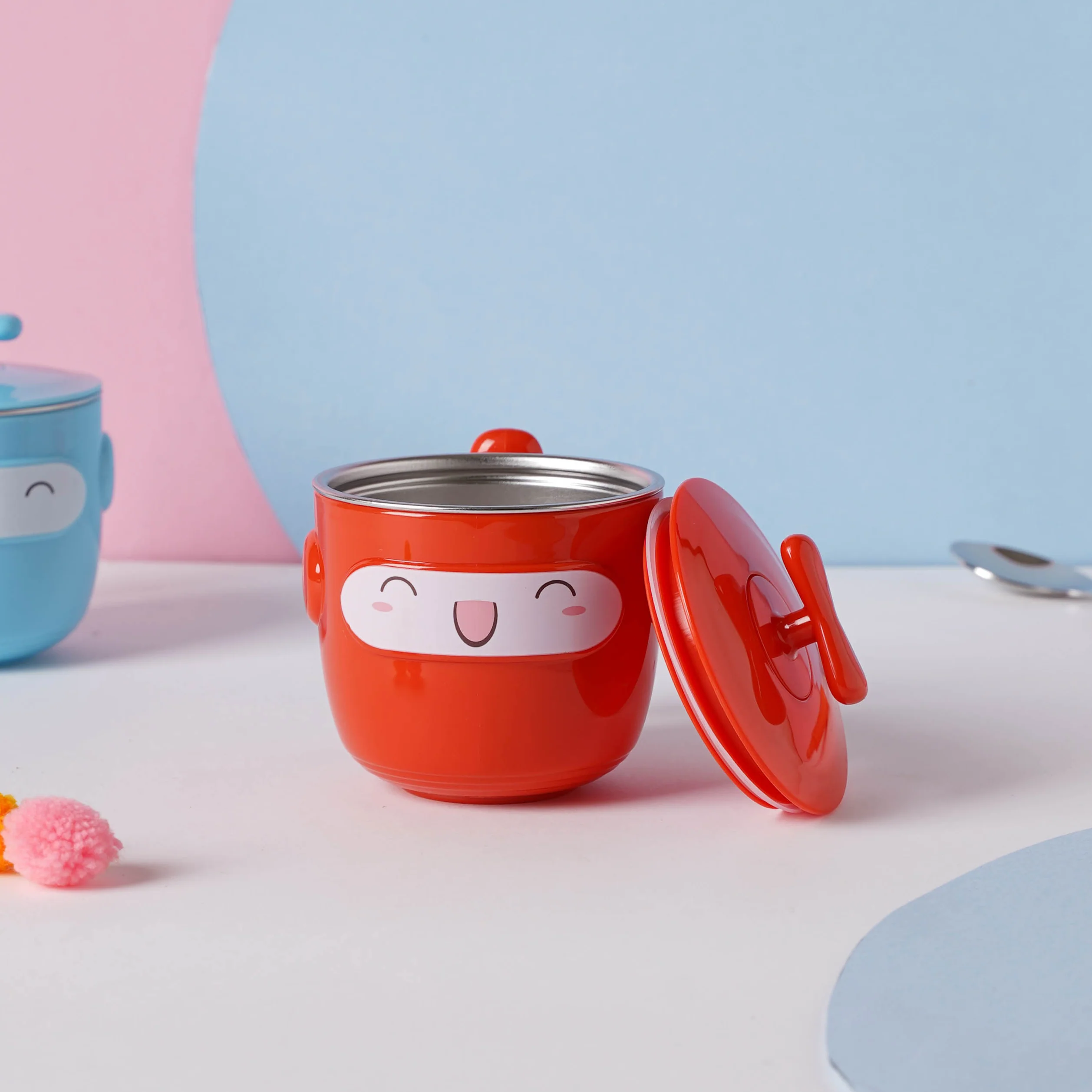 Cartoon Double Wall Stainless Steel Baby Bowl Red 200 ml - Image 9