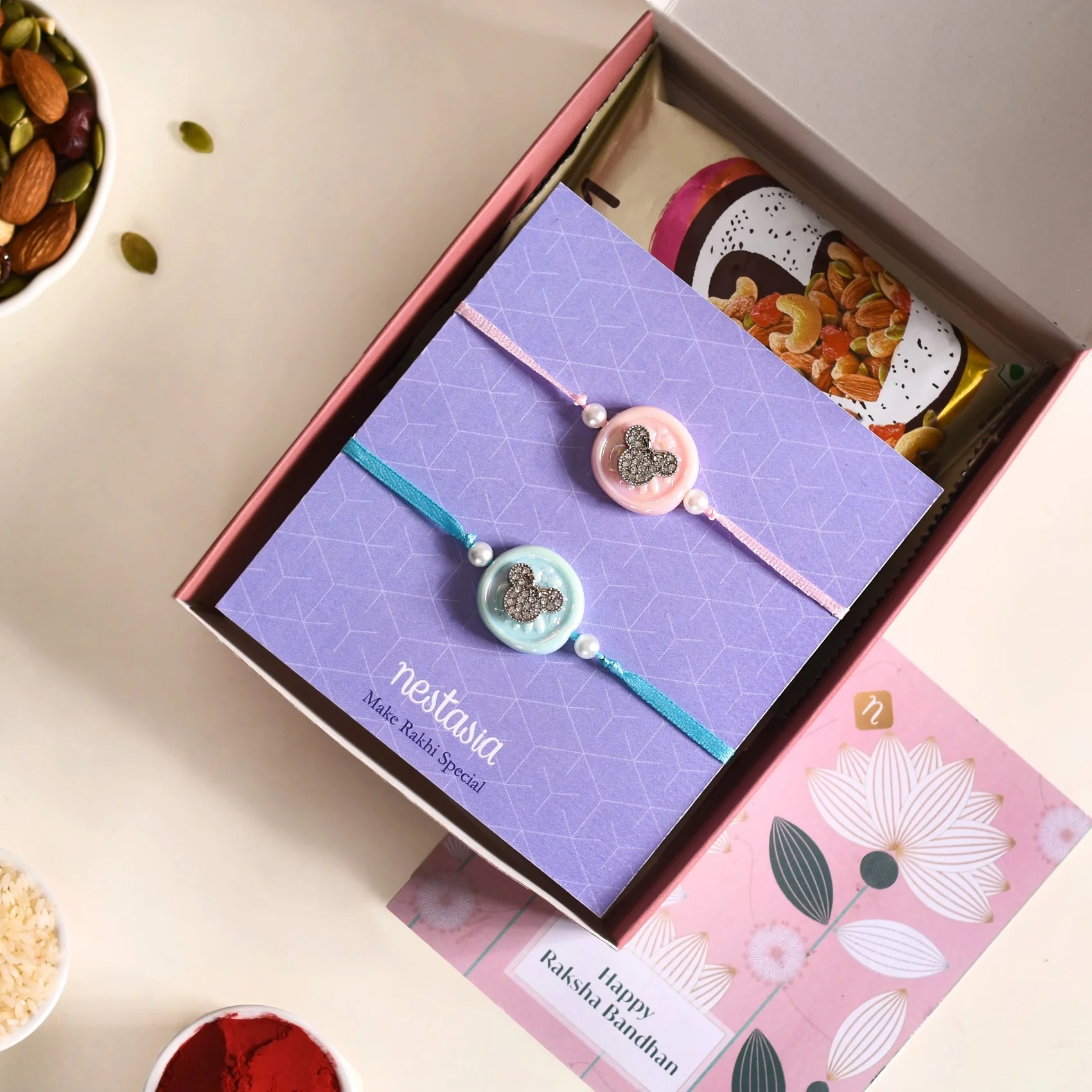 Cartoon Rakhi Duo For Children Set Of 4 With Box And Card - Image 2
