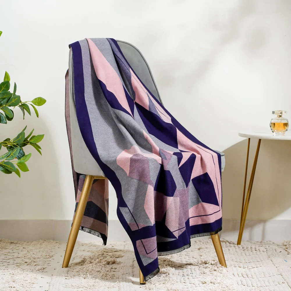 Cashmere Craft Geometric Pattern Long Scarf - Image 3