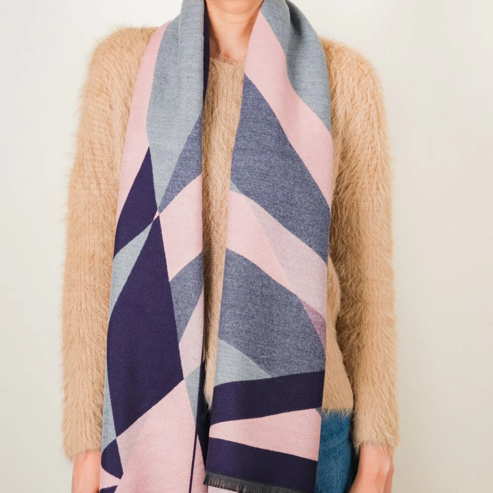 Cashmere Craft Geometric Pattern Long Scarf - Image 5