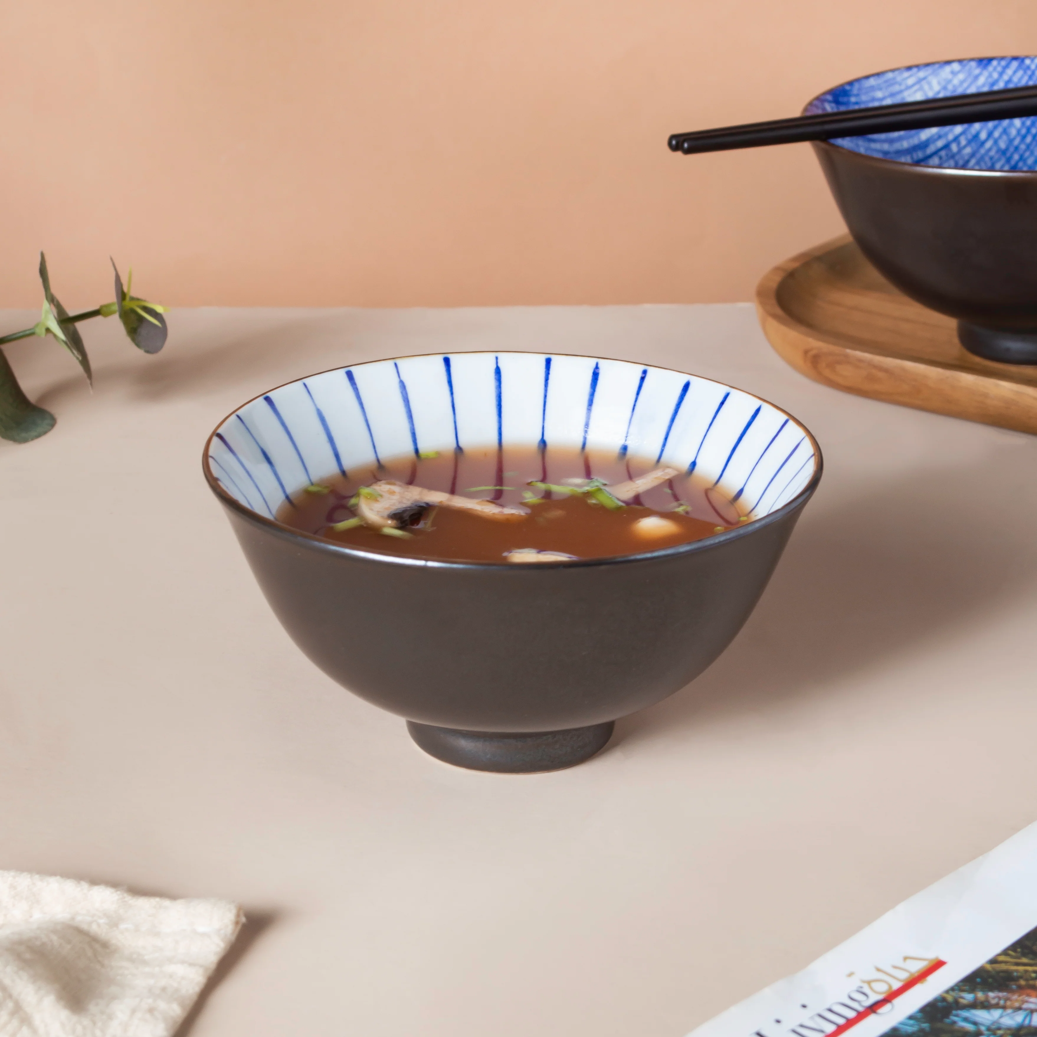Caspian Cobalt Blue White Soup Bowl 200ml - Image 6