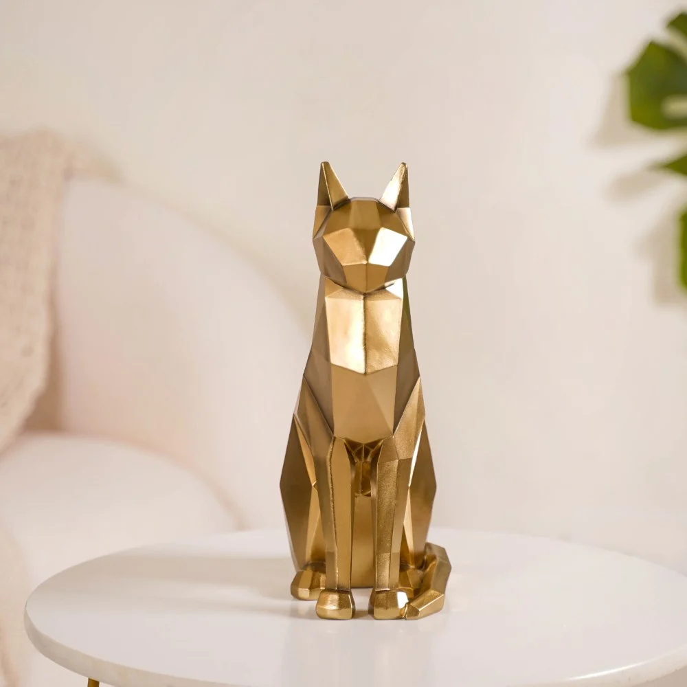 Cat Sculpture Gold For Home Decor - Image 12