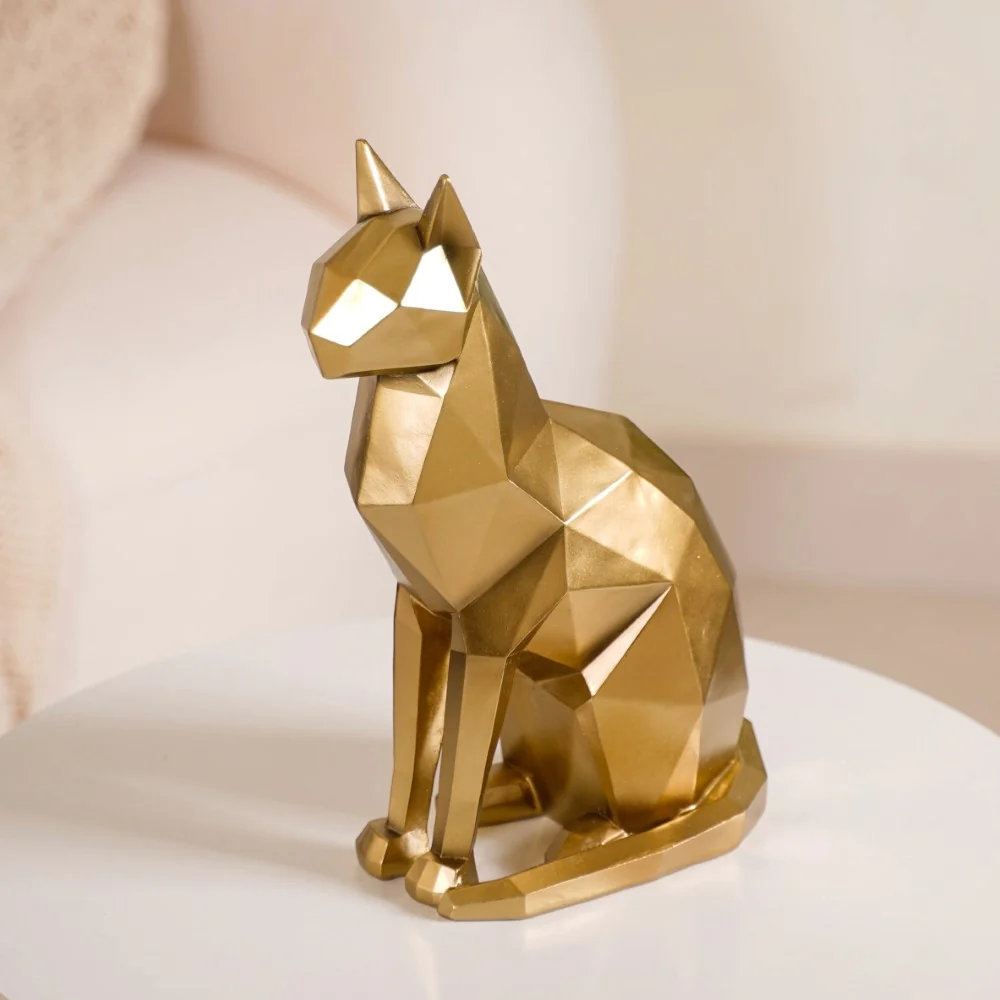 Cat Sculpture Gold For Home Decor - Image 13