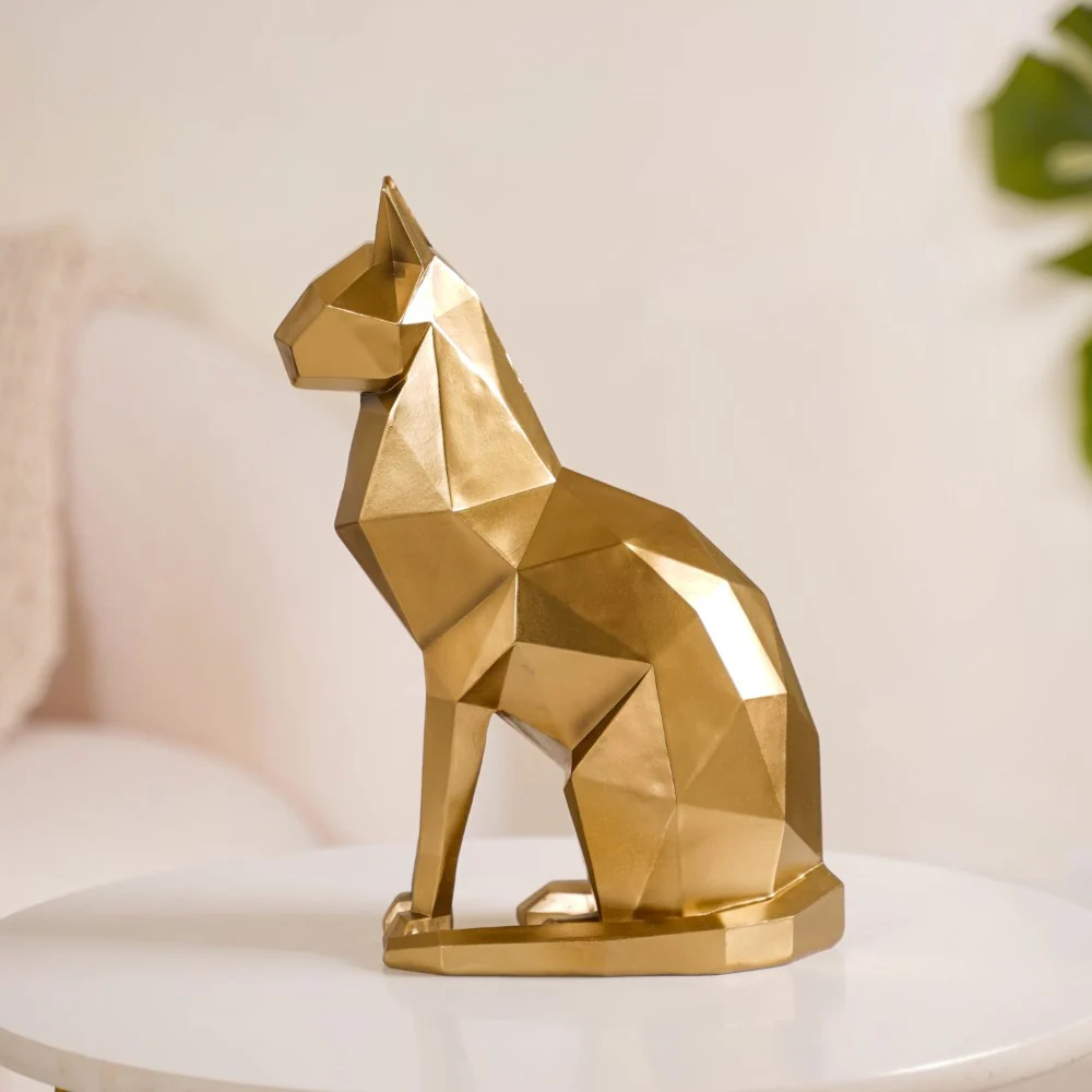 Cat Sculpture Gold For Home Decor - Image 2