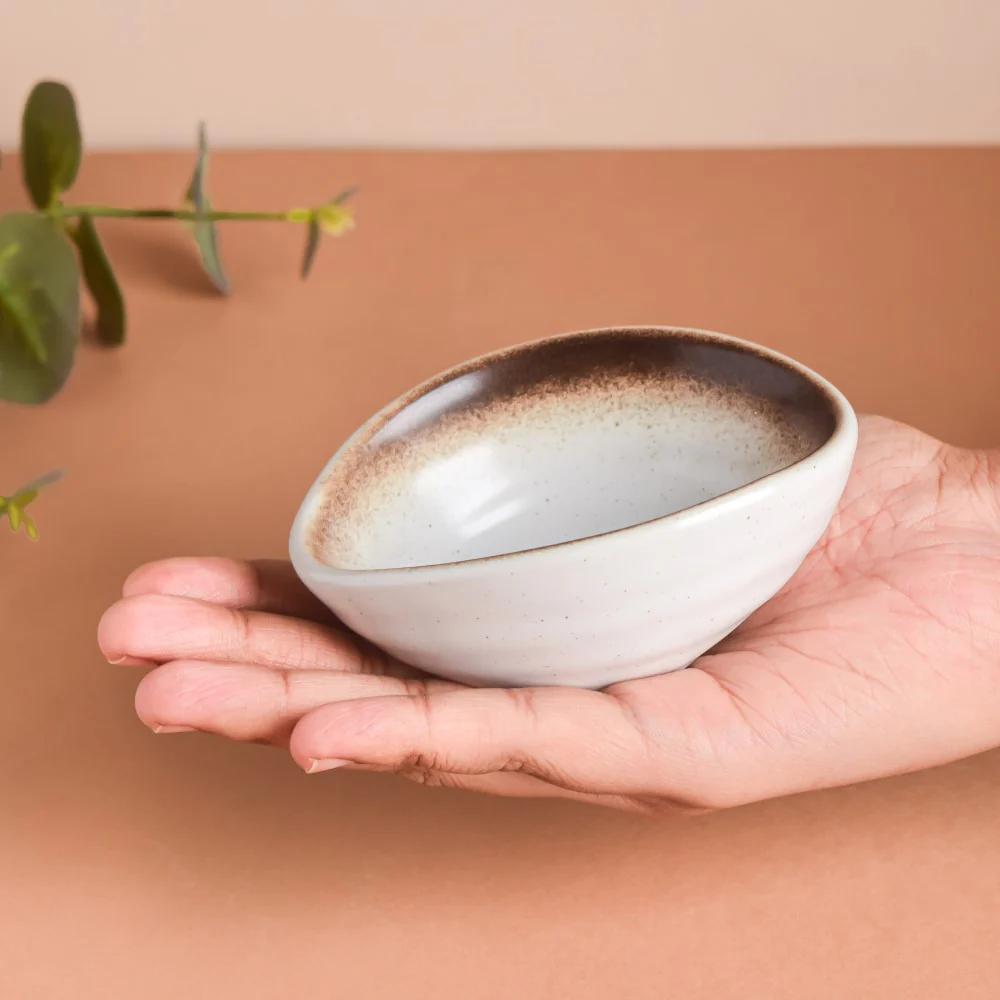 Cavern Clay Ceramic Dip Bowl White 50ml - Image 2