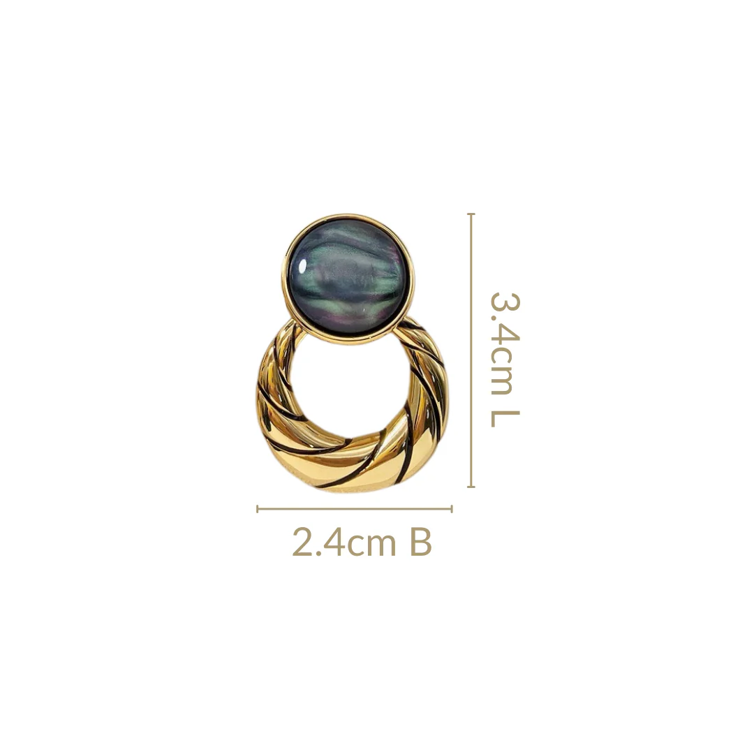 Celestial Opal Hoop Dangler Earrings Grey - Image 3