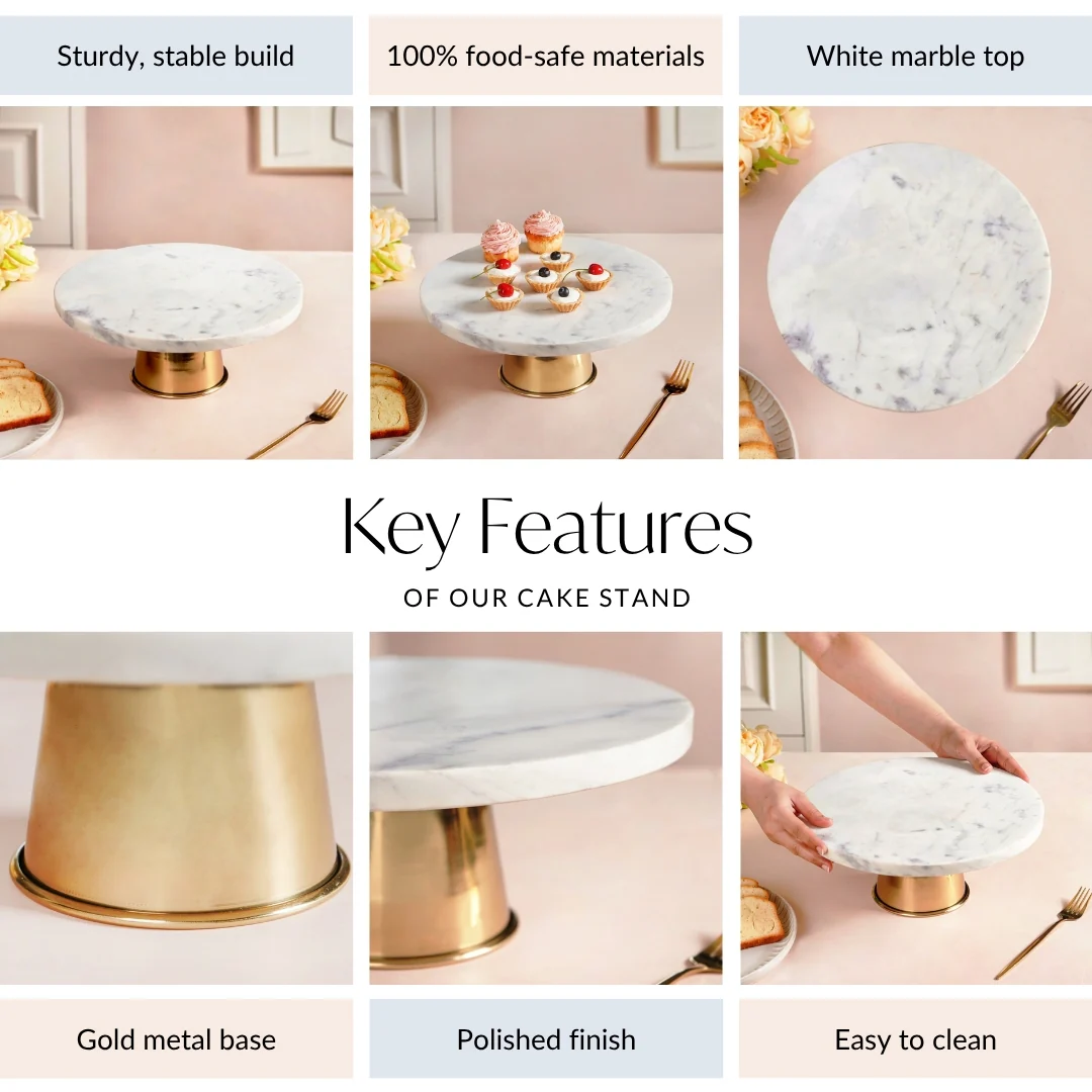 Celestial White Marble Round Cake Stand - Image 4