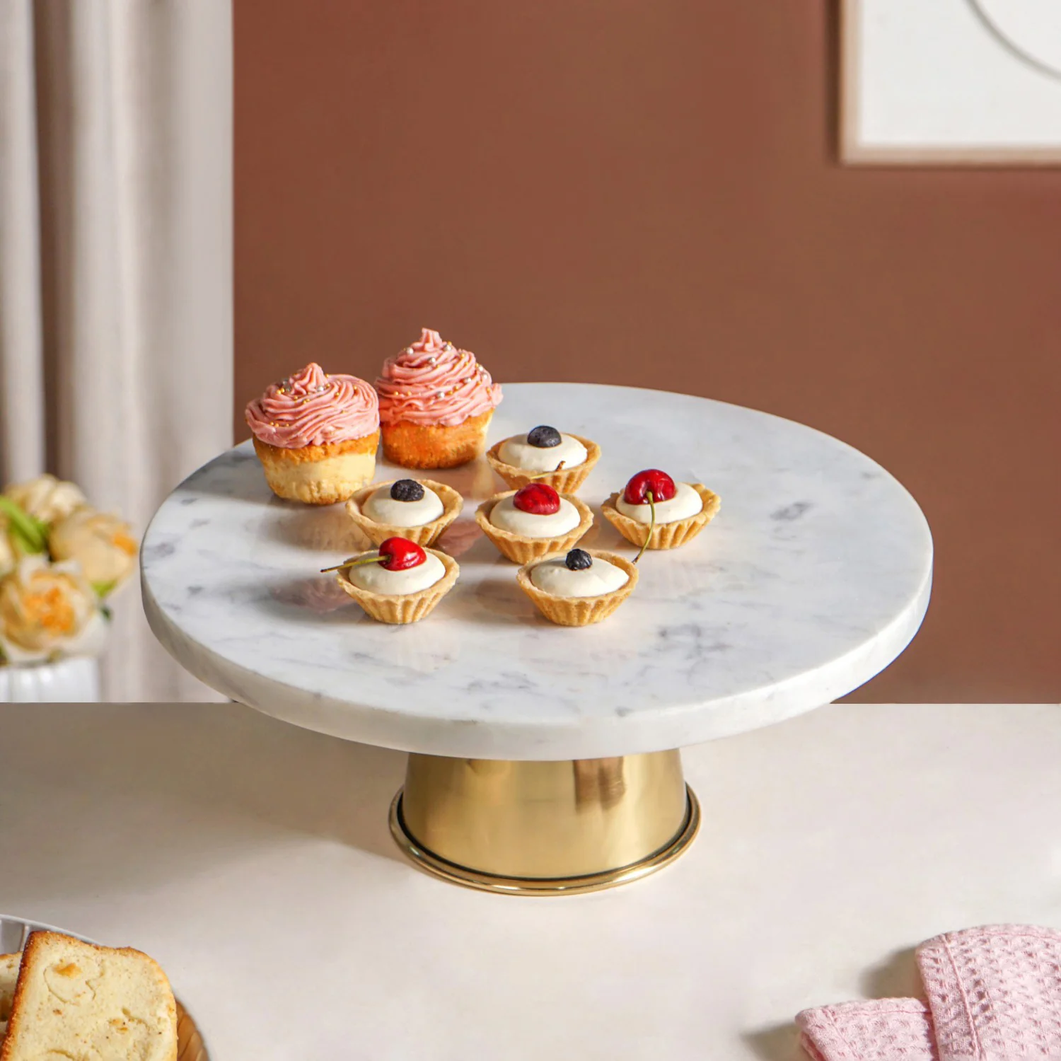 Celestial White Marble Round Cake Stand - Image 8
