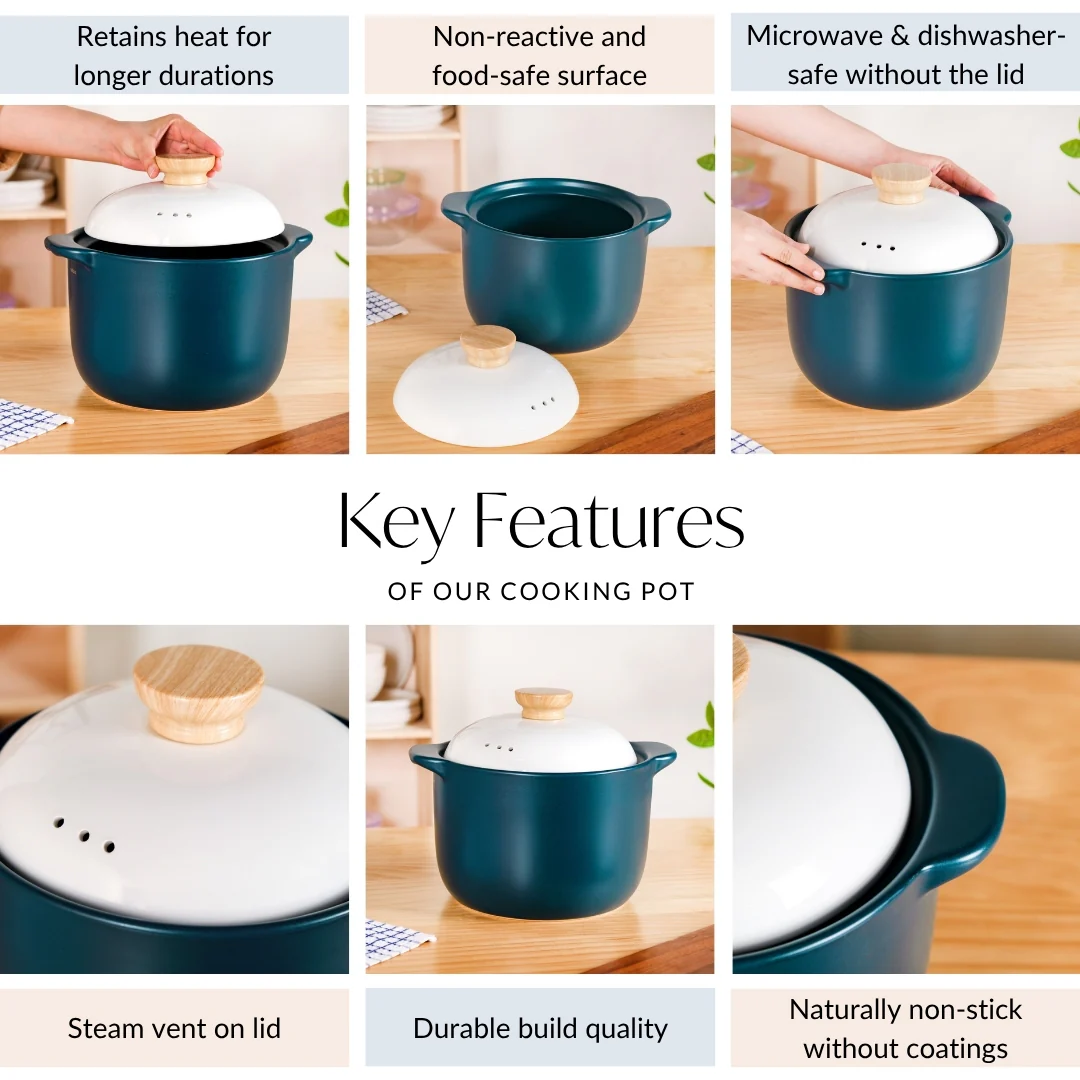 Cera Ceramic Soup Cooking Pot With White Lid 6000ml - Image 4