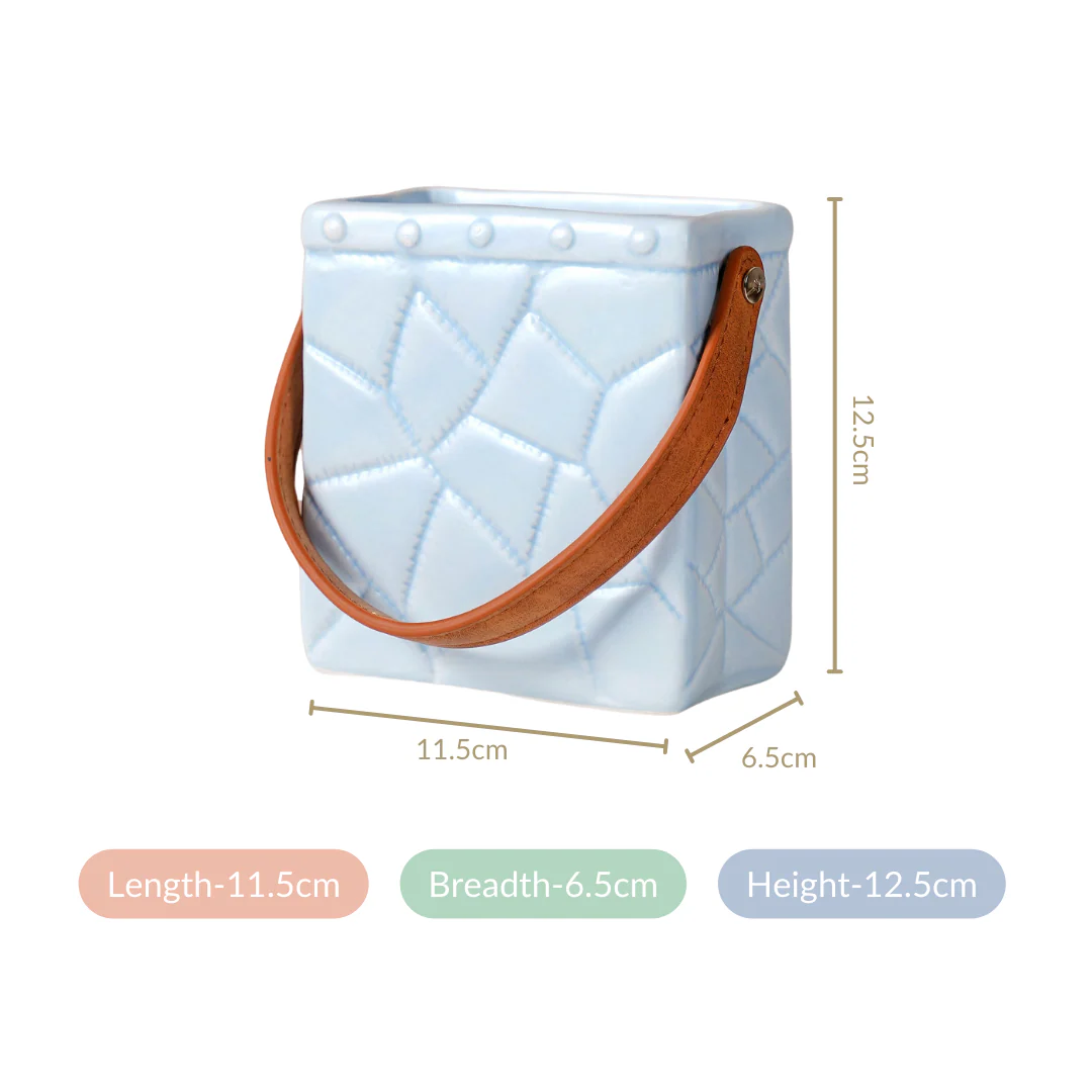 Ceramic Bag Shaped Mini Flower Vase For Home Blue - Image 5