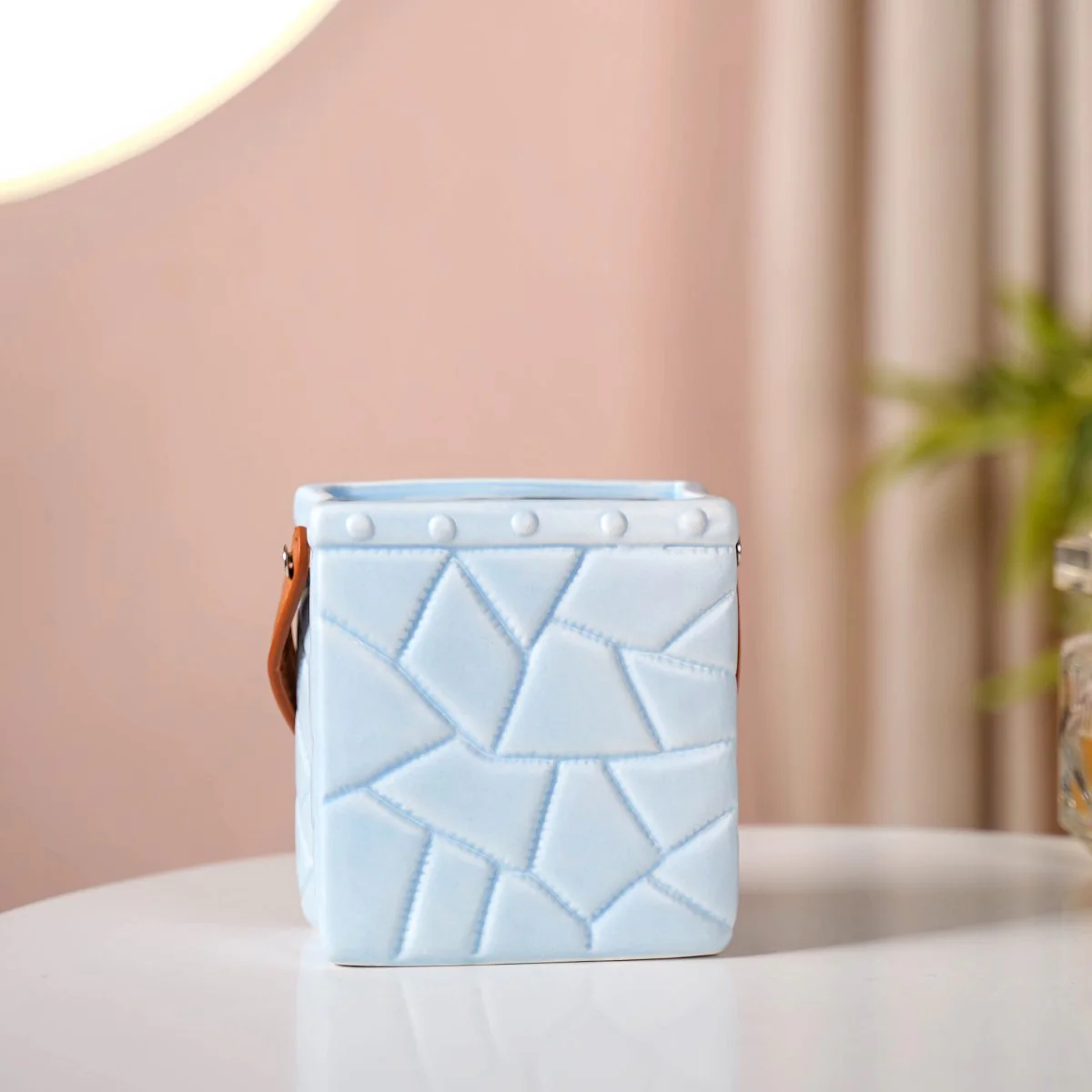 Ceramic Bag Shaped Mini Flower Vase For Home Blue - Image 9