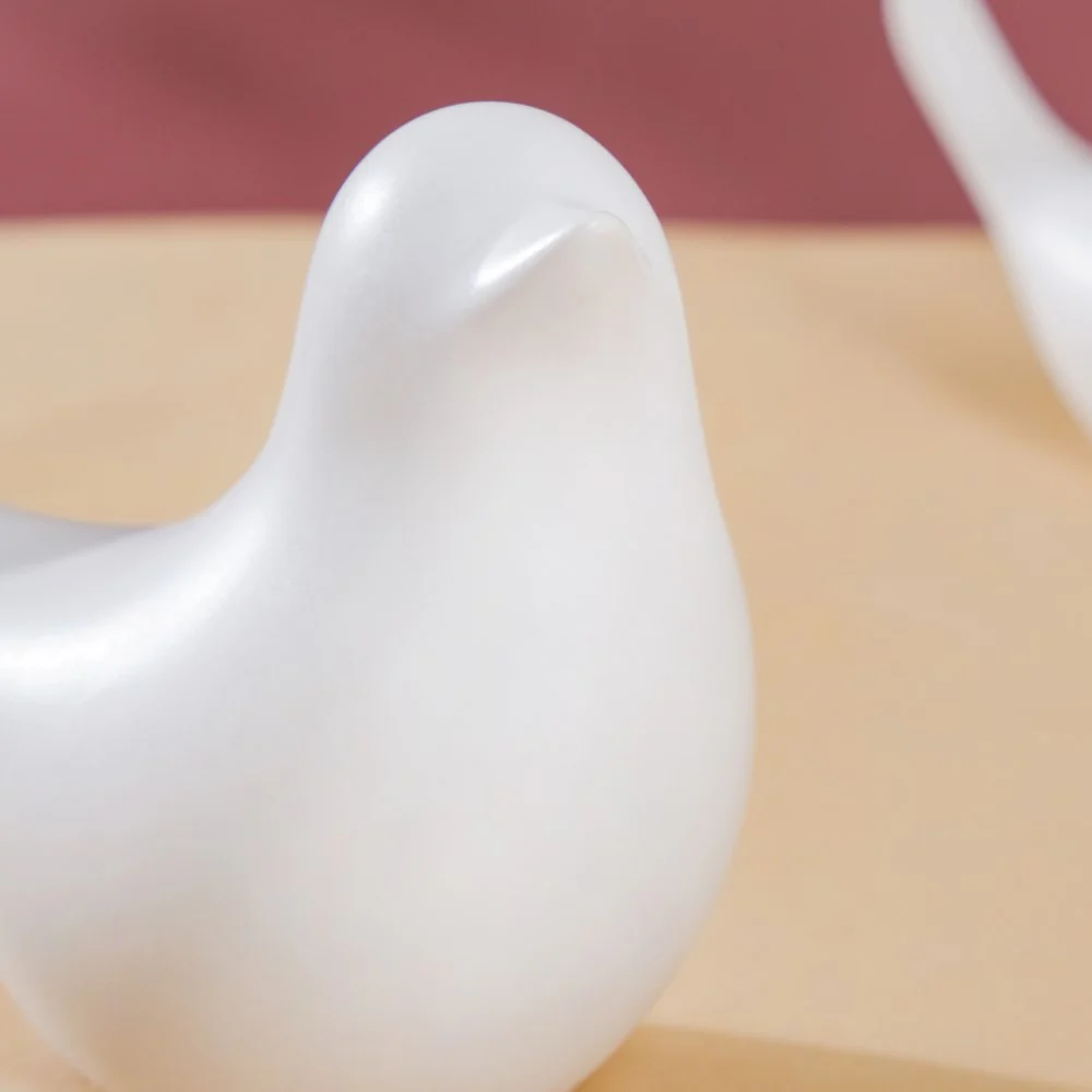 Ceramic Bird Showpiece White Set Of 2 - Image 6