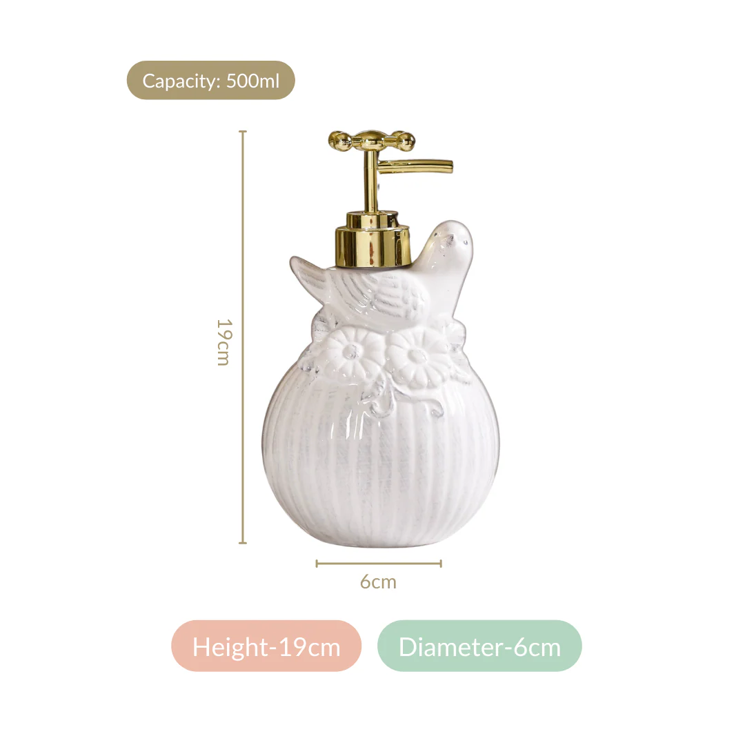 Ceramic Birdy Liquid Dispenser White - Image 6