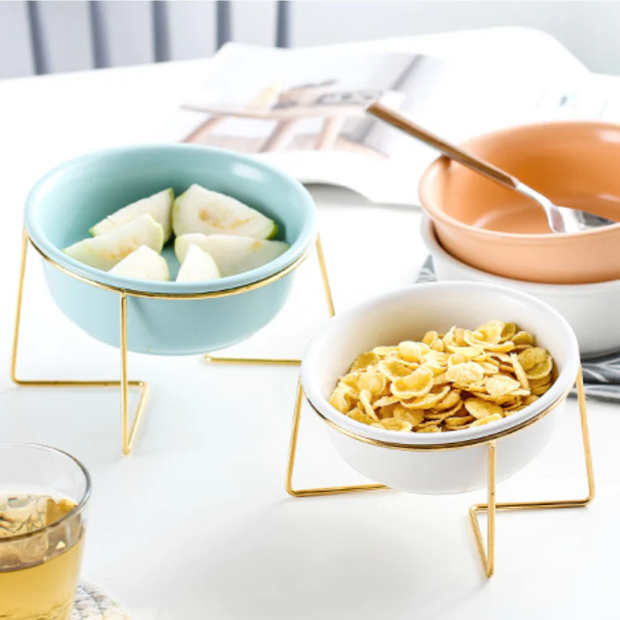 Ceramic Bowl With Metal Stand White 800 ml - Image 4
