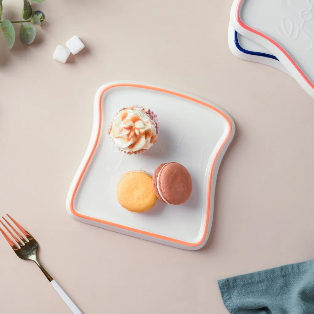 Ceramic Bread Plate Orange Rim - Image 2
