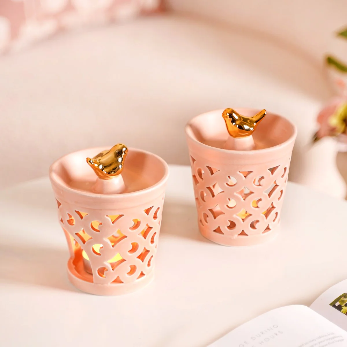 Ceramic Charm Fragrance Diffuser Set Of 2 Peach - Image 7