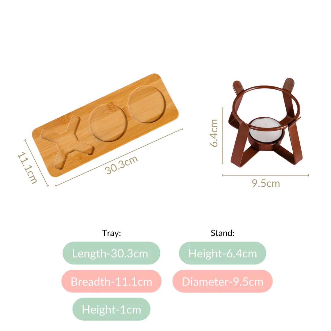 Ceramic Chocolate Fondue Set With Two Bowls And Tray - Image 4