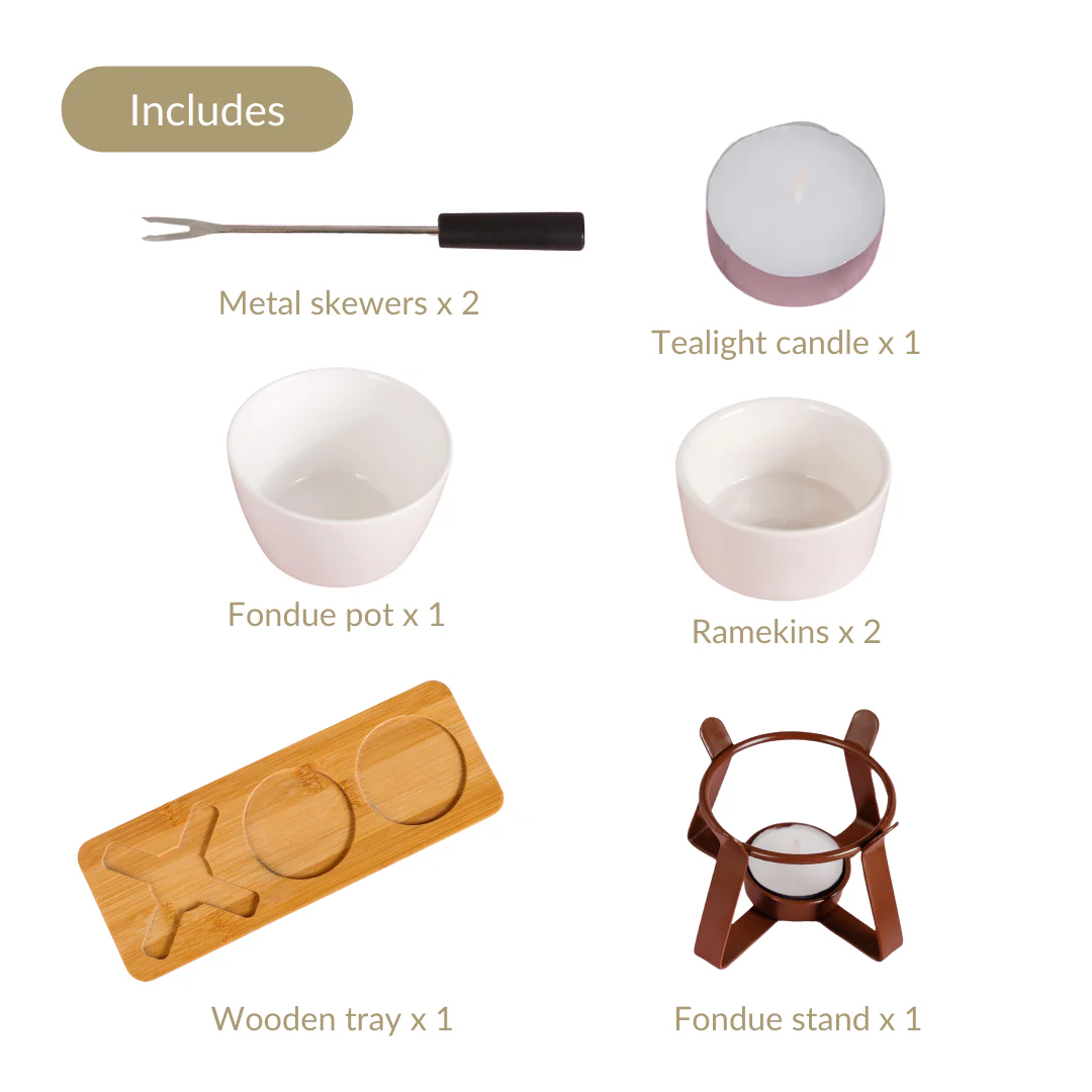 Ceramic Chocolate Fondue Set With Two Bowls And Tray - Image 7