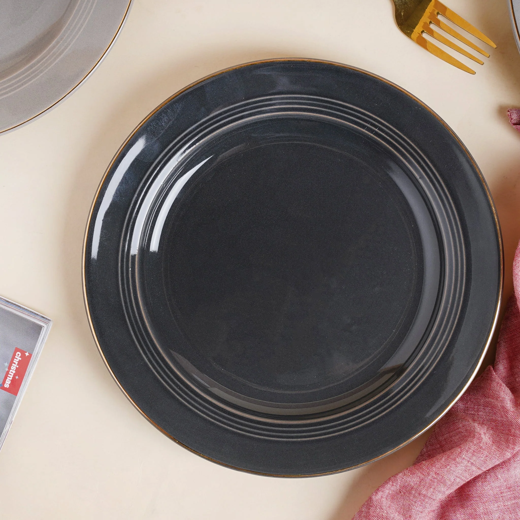 Ceramic Clay Snack Plate Black 8 Inch - Image 3